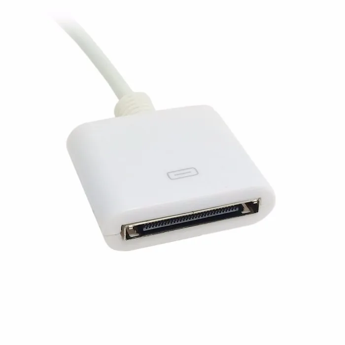 Black & White Dock 30-pin Female To USB 2.0 Female Data Charge 30P Cable 10cm