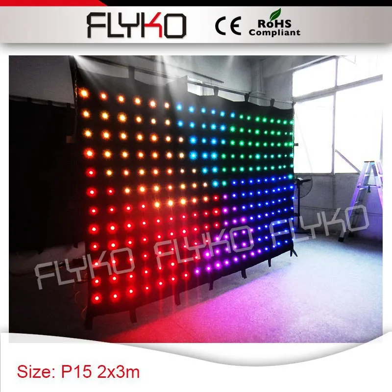 

Free shipping 2x3m P15 LED Disco Light dj stage video curtain roof top ceiling star light led curtain display