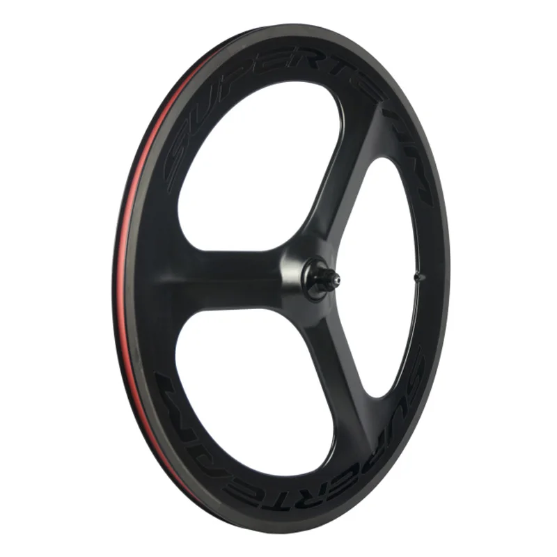 SUPERTEAM Carbon Wheels 700C Road Track Wheelset Clincher 3spoke bicycle Wheels 70mm depth 23mm width Tri spoke Wheel