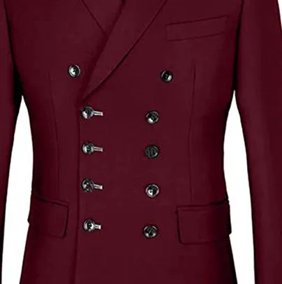 The latest unique double breasted design burgundy men's suit 2 pieces fashion trend brand men's clothing groom wedding dress