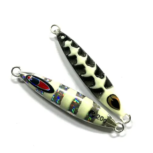 Señuelo de pesca Ufishing Glow Jigging, 1 unids/lote, plantilla de Metal lento con diseño de hueso de dinosaurio, cebo de cuchara de 20g, 30g y 40g