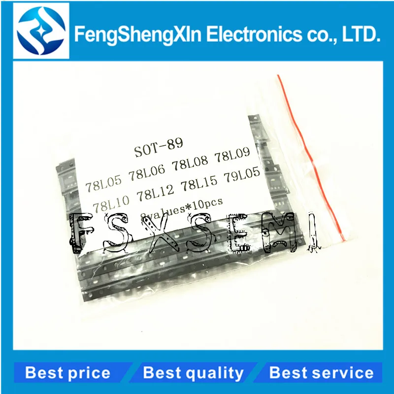 8values X10pcs=80pcs SOT-89 SMD transistor Assorted KIT 78L05 78L06 78L08 78L09 78L10 78L12 78L15 79L05