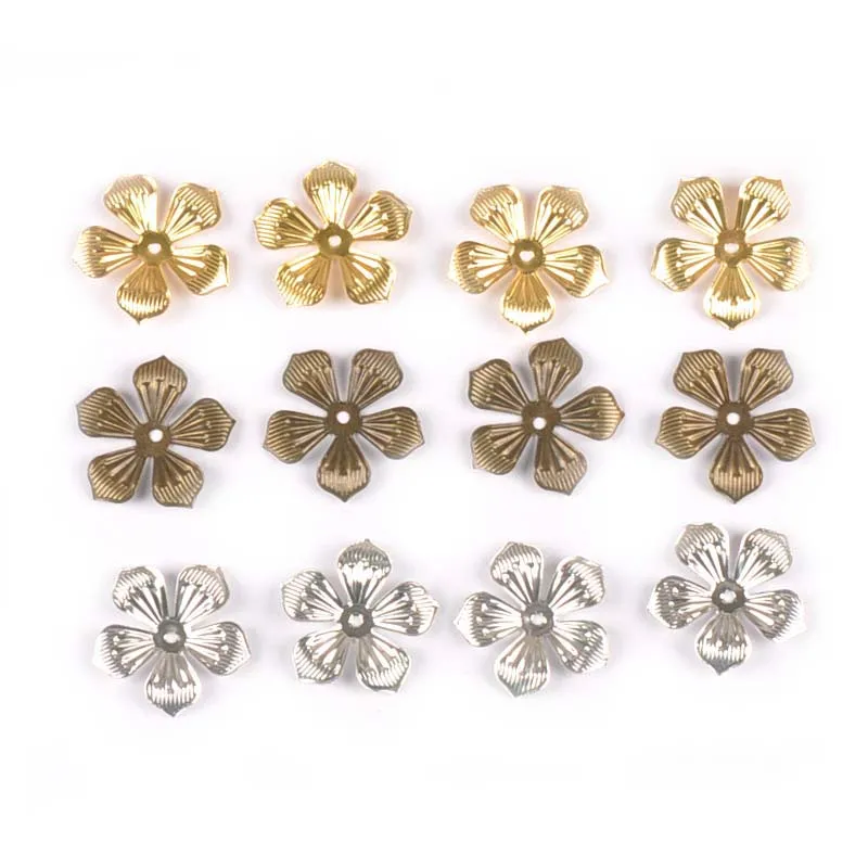 3 Colors Metal Crafts Flower Filigree Wraps Connectors Embellishments For Diy Handmade Scrapbooking Home Decor 50Pcs 22mm YK0742