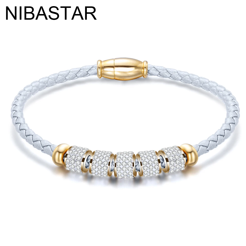 

Fashion women's fashion jewelry leather rope stainless steel rope bracelet stainless steel charm bracelet