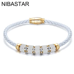 Fashion women's fashion jewelry leather rope stainless steel rope bracelet stainless steel charm bracelet