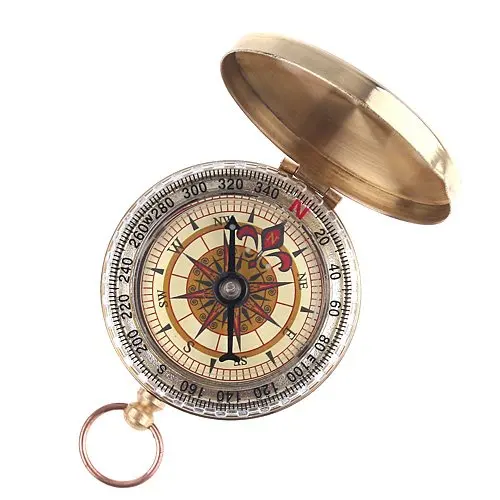 1 pz classico orologio da tasca stile antico campo bussola tasca bussola pesca, campeggio, escursionismo, caccia, colore ottone
