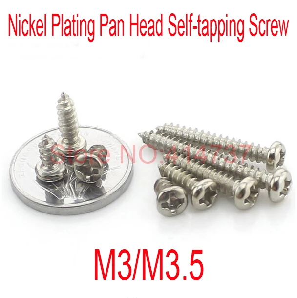 1000Pcs M3/M3.5 micro electronic screw cross recessed phillips round pan head self tapping screw Length 4mm--30mm