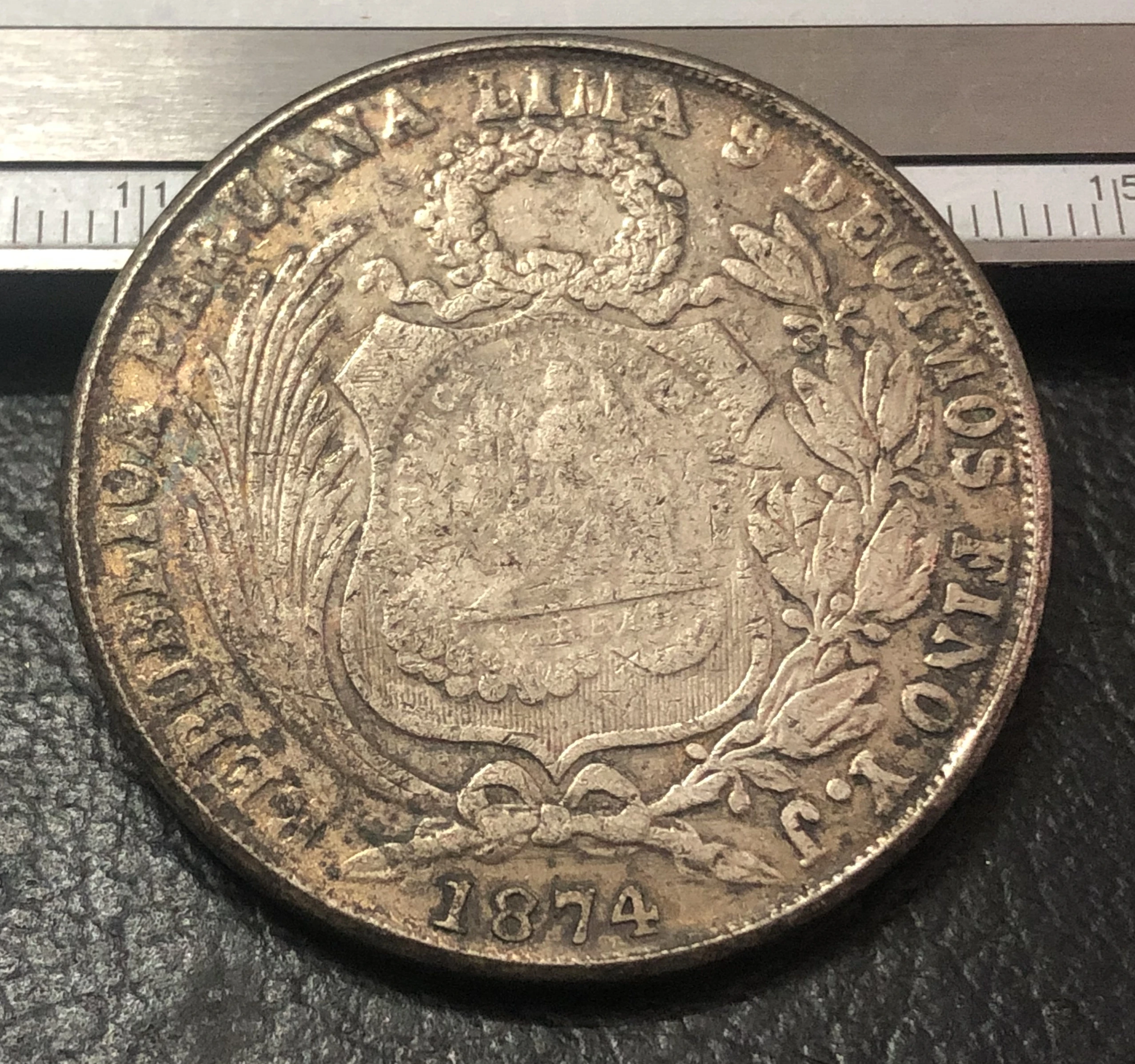 1874  Peru 1 Sol  Copy Coin