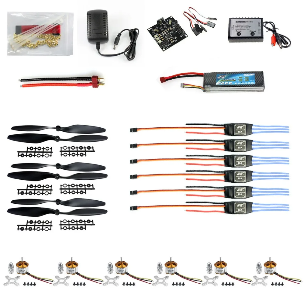 

F05114-E RC HexaCopter Parts: KK Multicopter V2.3 Hex-Rotor Flight Controller 30A ESC A2212 Motor Battery Propellers