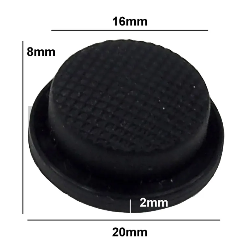 16mm(D) x 8mm(H) Silicone Tailcaps - Black (10 pcs)