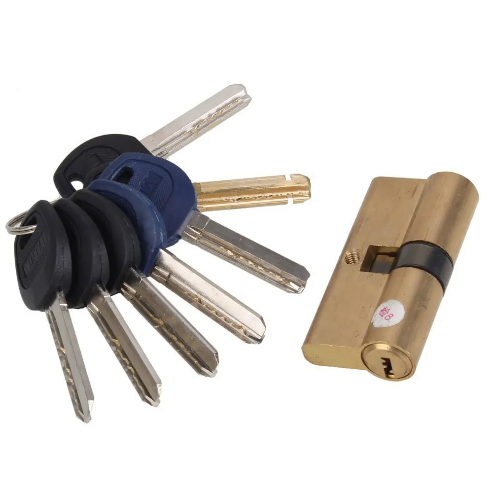 

Thumb Turn Euro Profile Cylinder Barrel 5 Pin Lock Brass Satin Nickel Finish 65mm(32.5x32.5mm) With 7 Keys