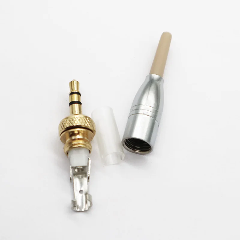 DIY 3.5mm 1/8" For sony Sennheiser Microphone Spare Plug adapter Stereo Screw Lock Connector Silver metal shell
