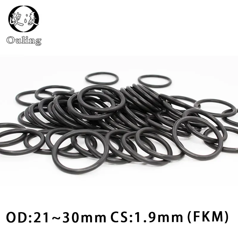 

5PCS/lot Fluorine rubber Ring Black FKM Oring Seal CS:1.9mm OD21/22/23/24/25/26/27/28/29/30mm Rubber O-Ring Seal Oil Ring Gasket