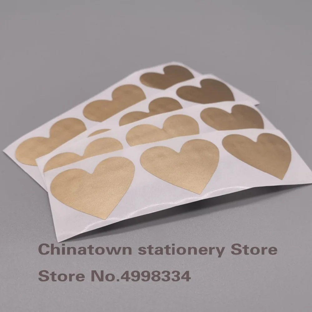 200pcs Scratch Off Stickers 30x35mm Love Heart Shape   gold Color Blank For Secret Code Cover Home Game Wedding Message