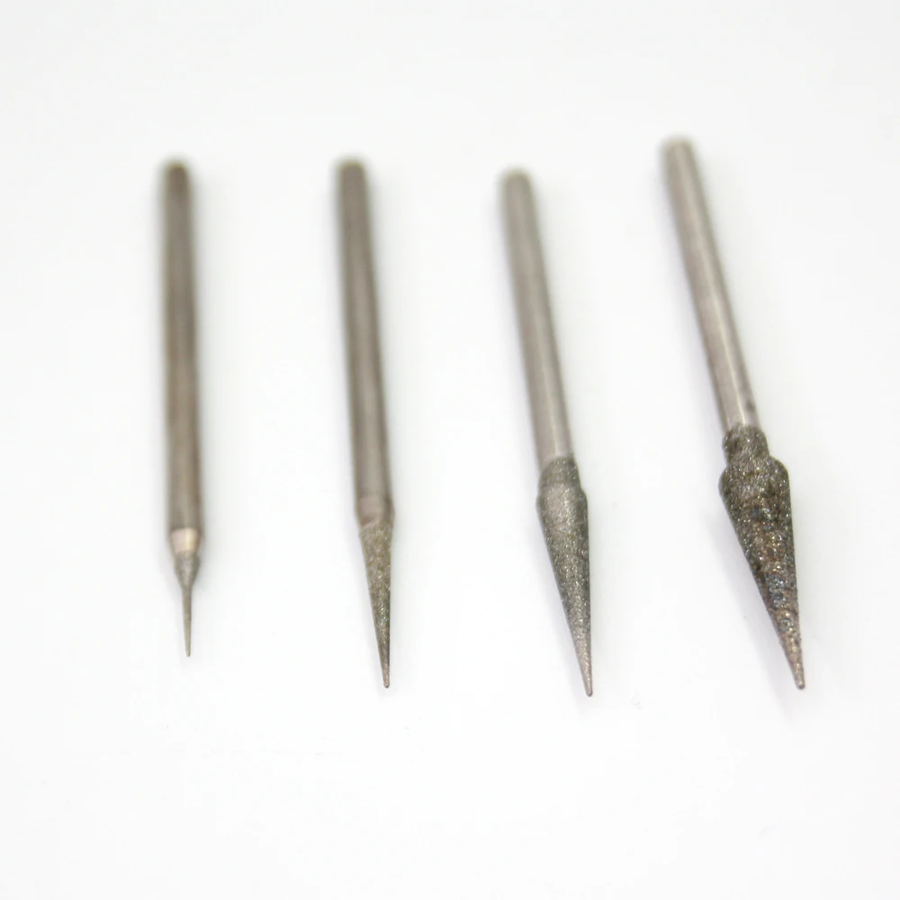 Shank 2.35mm D-Type Emergy Diamond Abrasive Bits jade Grinding Bits Teeth Grinding Needle for Die Grinder/Rotary Tools