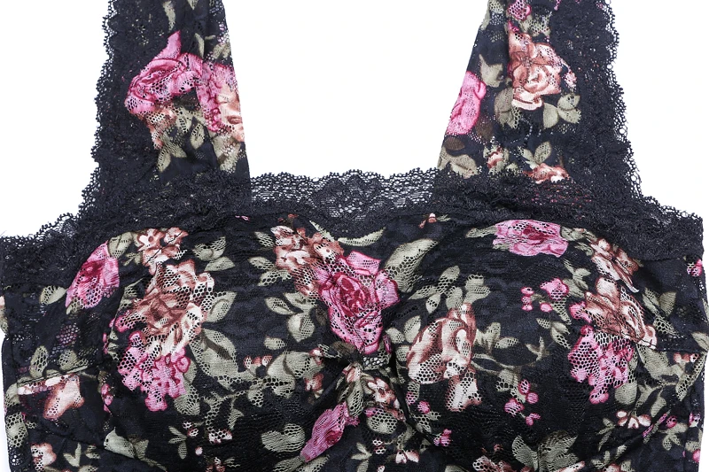 Women Tops Lace Bralette Lady Padded Brassiere Bra Wirefree Crop Floral Top B C Cup M-6L Intimates