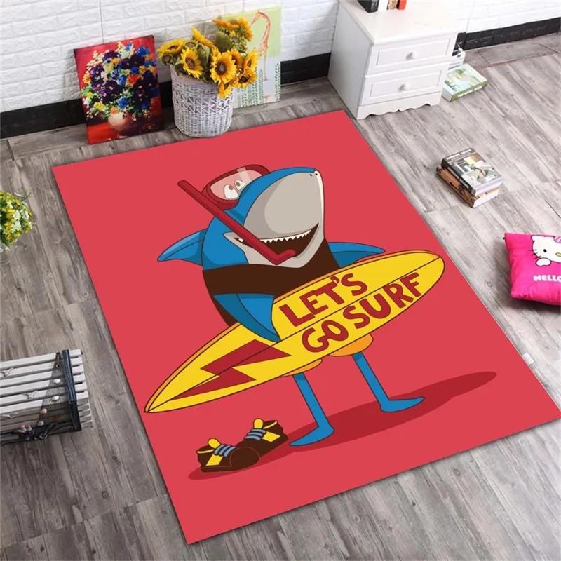 

Creative Red Shark pattern Child Game Carpet Nordic Style Kids Room Area Rug Baby Bedroom Play Crawl Mat/Carpets for Living room