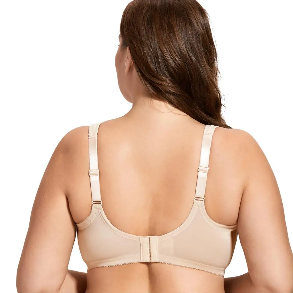 Women\'s Cotton Unlined Full Coverage Support Wire free Plus Size Minimizer Bra