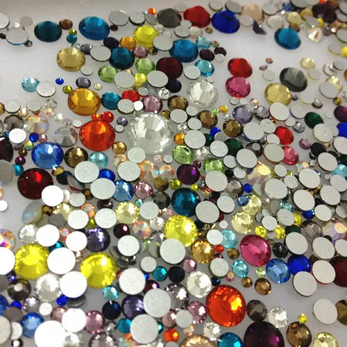 Non Hotfix Crystal Rhinestones Mixed Sizes And Colors 330pcs 2028 2058 Flatback Glue On Strass Stones DIY Nails Art Decorations