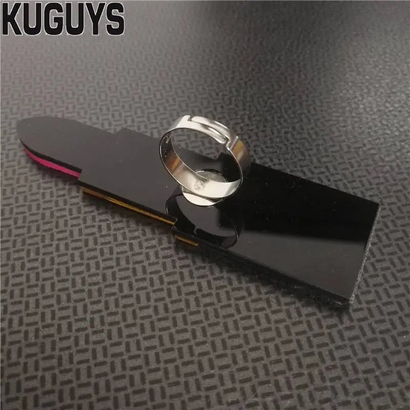 KUGUYS Fashion Acrylic Jewelry Hyperbole HipHop Large Rings Lipstick Ring for Women