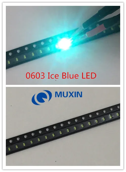 100pcs/led SMD Luminous tube 0603 Ice Blue LED Lamp bead 1608 Clear Blue SMD 0603 light emitting diode