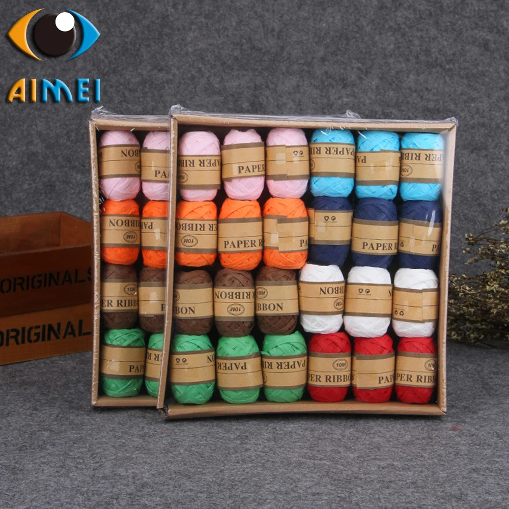 New Color Craft Custom Christmas Gifts Raffia Paper Rope Christmas Egg Rolls Gift Decoration Paper Rope Tied Ribbon