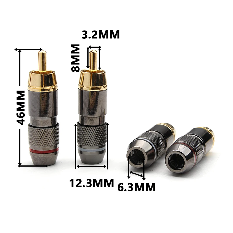 12pcs Copper Female Plug Pailccs Monsters RCA Gold Plated Copper Double Self-Locking Lotus Plug Audio Connector Adapter