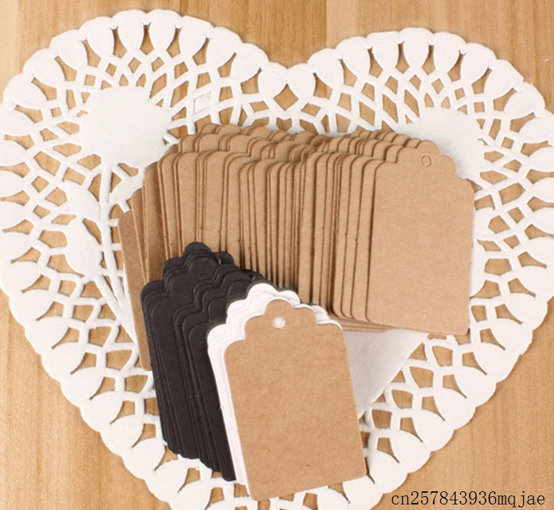 

5000pcs Scallop Kraft Blank Hang Tag Kraft Paper Tags Gift Tag Table Number Cards Brown White Black Colors