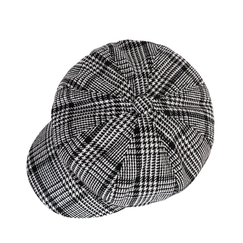 Women Newsboy Cap Autumn Winter Black Felt Hats For Women Vintage Thick Octagonal Cap Female Casual