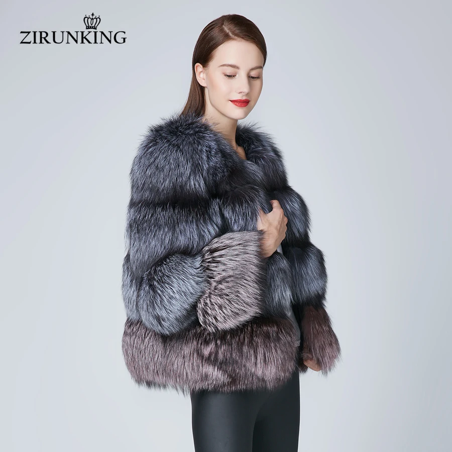 Zirunking Vrouwen Real Fox Fur Coats Winter Warm Natuurlijke Vos Bont Jas Vrouwelijke Dikke Vos Bont Bovenkleding Fashion Lady Kleding ZC1861