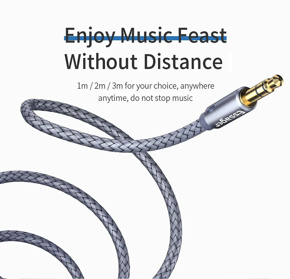 Essager Kopfhörer-Verlängerungskabel, 3,5 mm Audio-Aux-Kabel, 3,5 mm Buchse, Splitter, Lautsprecher-Verlängerungskabel für Kopfhörer-Adapter – Detail 3