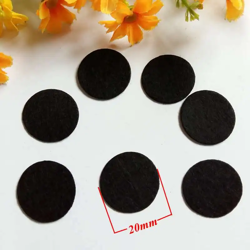 200 buah/lot aksesori bantalan kain Felt bulat putih/hitam aksesori bantalan flanel lingkaran