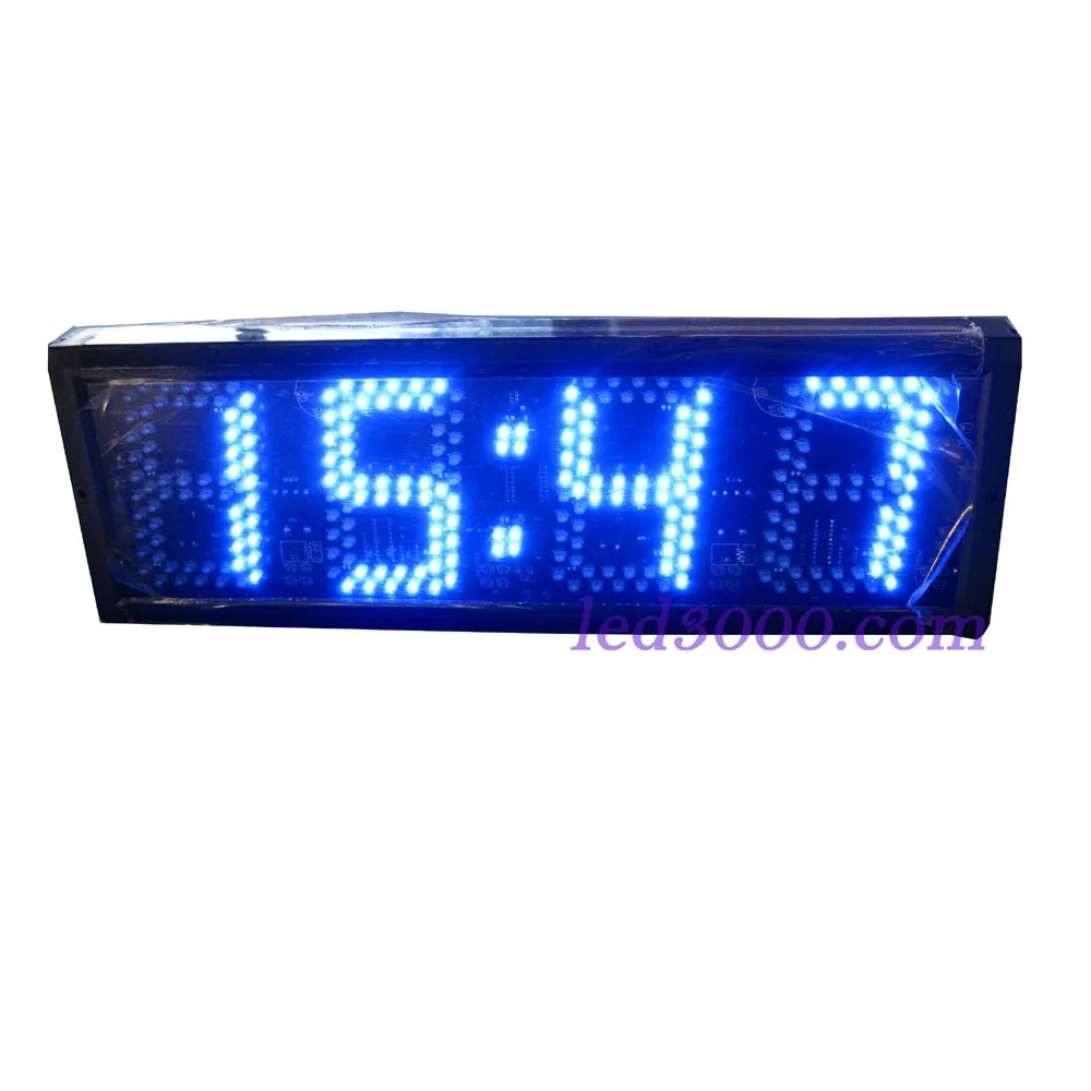 Free shipping   5inch blue color hign brightness hours and minutes remote control LED clock  with contdown/up timer (HST4-5B)