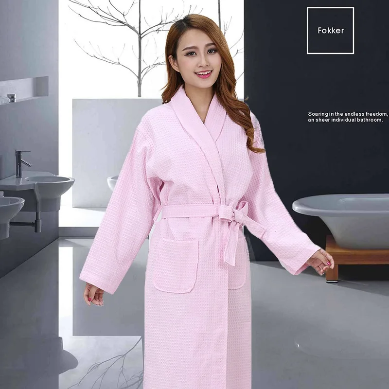 

Cotton Waffle Bathrobe Women Summer Bathrobe Long Dressing Gown Sleep Robes Women Spa Robe Bridesmaid Robes Pink White