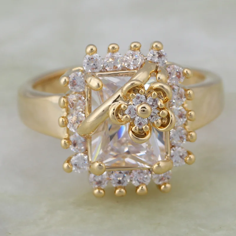 Exquisite Rings  Gold White Cubic Zirconia Fashion Jewelry for women Rings size 6 7 8 9 10 AJR014