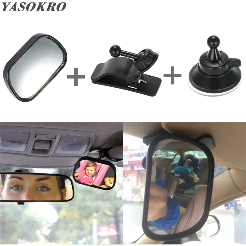 Car Back Seat Baby Mirror 2 in 1 Mini Children Rear Convex Mirror Adjustable Auto Kids Monitor Safety Car Rearview mirror