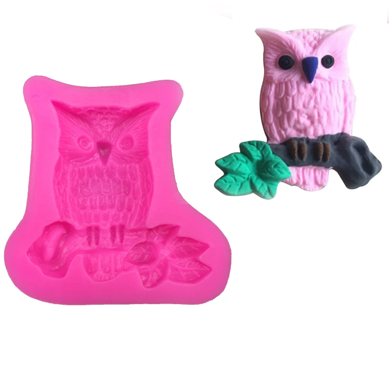 Large owl Shape fondant silicone mold for kitchen baking chocolate pastry candy Clay making cupcake lace decoration tools F-0100