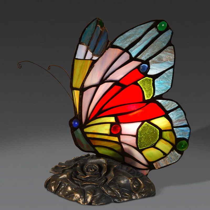 

Butterfly Stained Glass Table Lamp Art Decor Lights, For Living Room Bedroom Hotel Bedside table Lamps Retro Gift