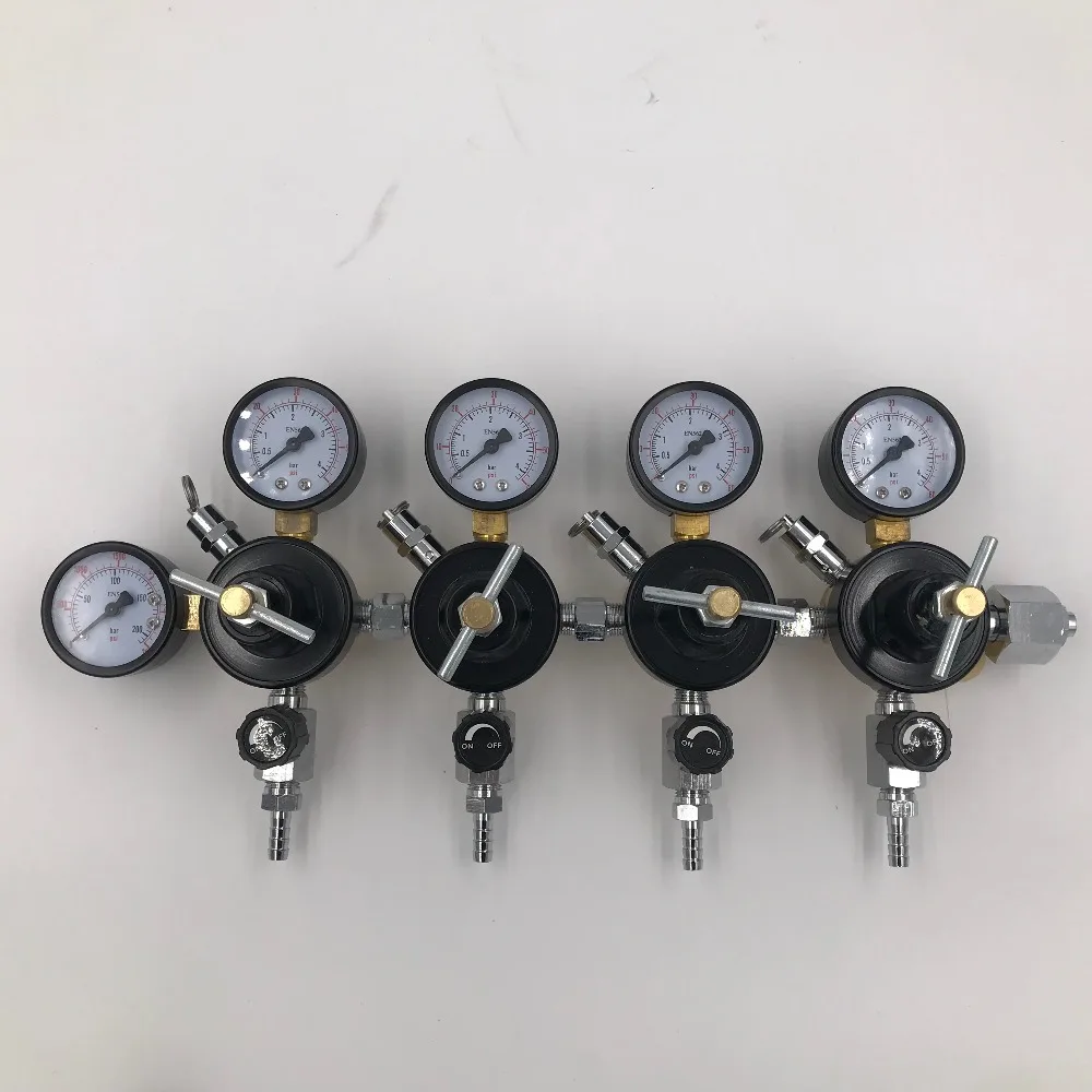 

FOUR CO2 Gauge Regulator with Checkvalves, Homebrew CO2 Regulator, 0~2000psi, 0~60psi, CGA320