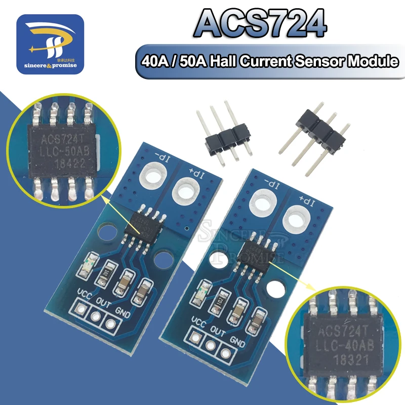 1PCS NEW 40A 50A 5V Hall Current Sensor Module ACS724 Model For Arduino Detection Board ACS724-LLCTR-40AB