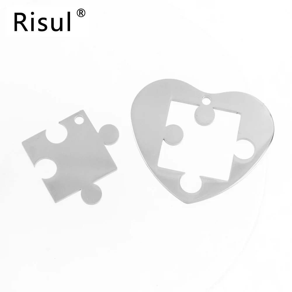 Risul Stainless steel heart Pendant Necklace  for Lovers charms for DIY jewelry print mirror polish  wholesale 50pcs