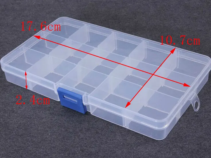 LINSOIR 15 Cells Compartment Plastic Jewelry Storage Organizer Box Case Adjustable Tools Beads Container Jewelry Making F2414