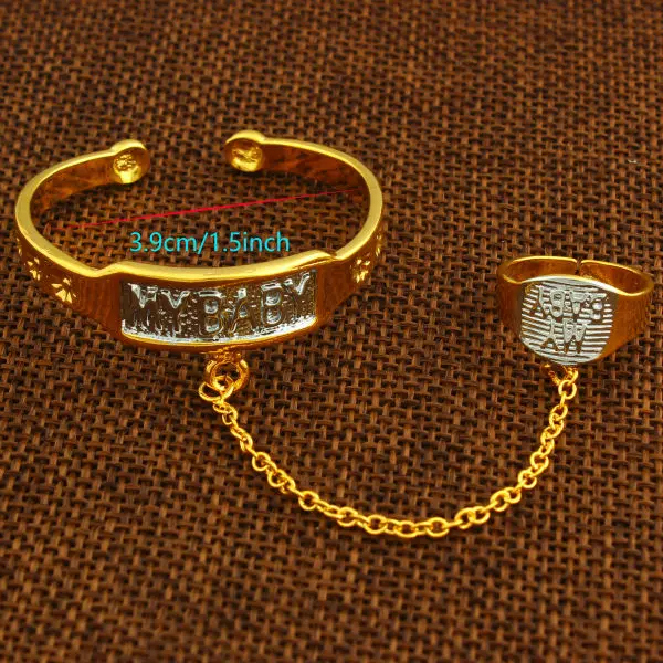 Adixyn New Arrival Two Colors Bangles & Bracelets For Kids18K Gold Color MY BABY For Kid Baby Lovely Jewelry ,Bracelet With Ring
