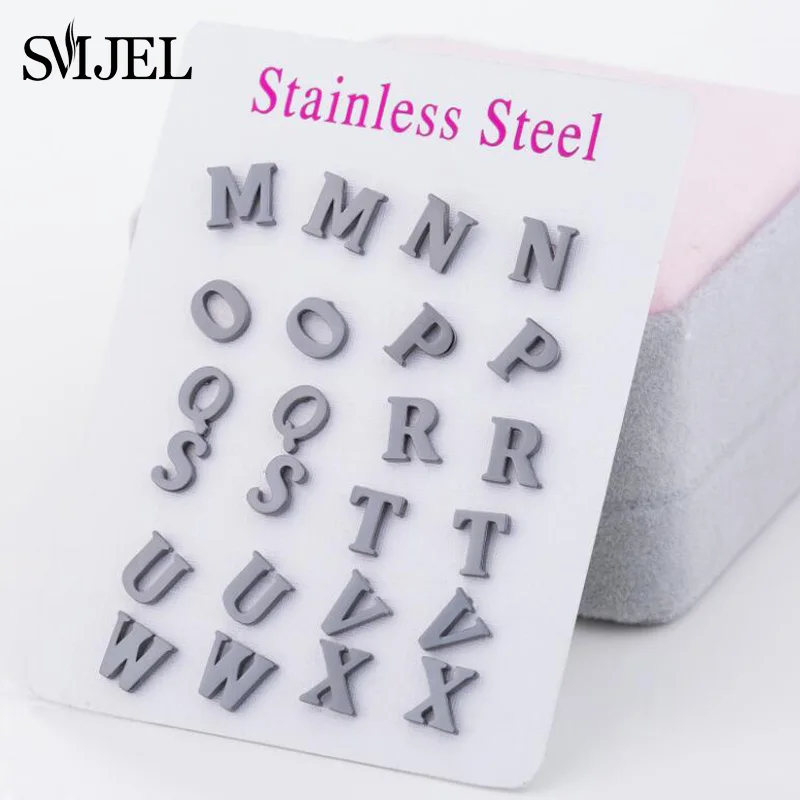 SMJEL A-Z Alphabet Earrings Stainless Steel Initial Letter Earrings for Women Girls Personalize Everyday Jewelry bijoux