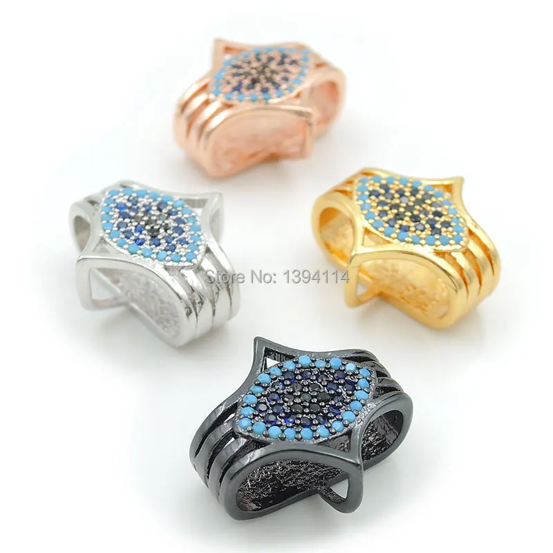 

17*15*8mm Micro Pave Kallaite&Blue&Black CZ Eye Beads Fit For Making DIY Bracelets Or Necklaces Jewelry