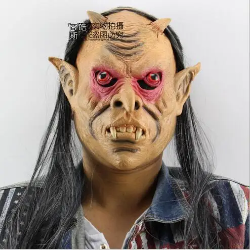 2017 Halloween Party Cosplay Horror Masks Scary Mask Halloween Toothy Zombie Mask With Long Hair Devil Ghost Mask with red eyes