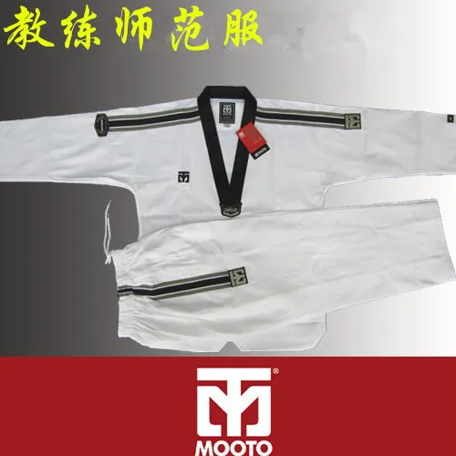 Mooto Master Taekwondo Dobok Trainer Tragen Erwachsene Weiß Lange Ärmeln master uniformen taekwondo lehrer uniformen