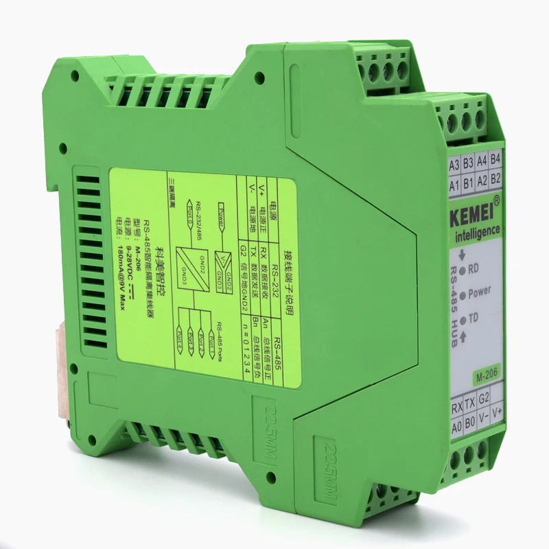 RS485 Hub Sharer 4-Port 1-Divide 4-Channel RS232/RS485 Converter Photoelectric Isolation Three-Terminal Isolation