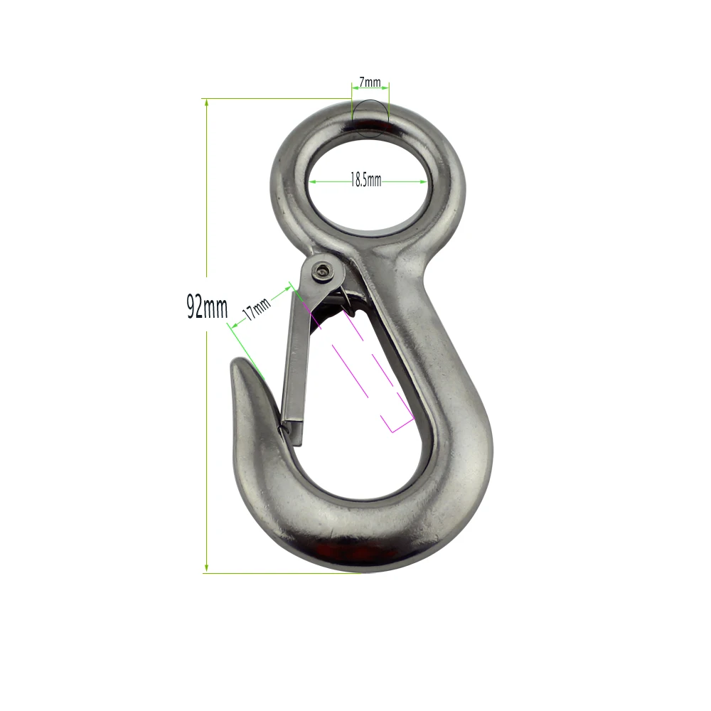 

Stainless Large Eye Lifting Crane Snap Hooks Marine Heavy Duty Safety Working Load Limit of 200Kg Spring Cargo Hook 5pcs