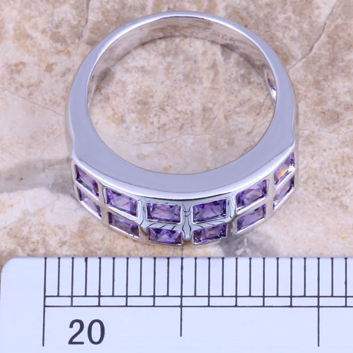 Marvelous Purple Cubic Zirconia Silver Plated  Women\'s Jewelry Ring Size 6 / 7 / 8 / 9 R1206